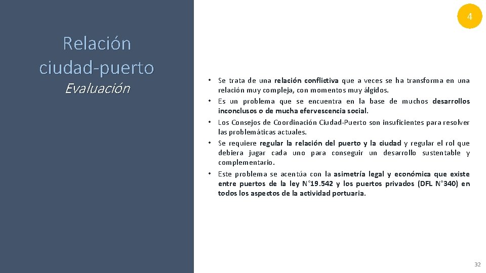 4 Relación ciudad-puerto Evaluación • Se trata de una relación conflictiva que a veces