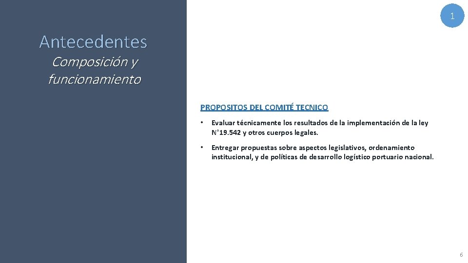 1 Antecedentes Composición y funcionamiento PROPOSITOS DEL COMITÉ TECNICO • Evaluar técnicamente los resultados