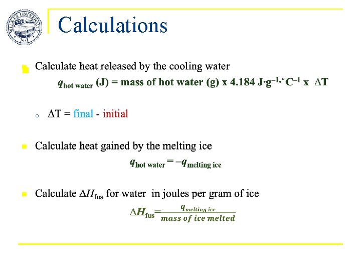 Calculations n 