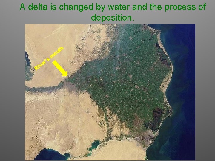 A delta is changed by water and the process of deposition. v Ri e