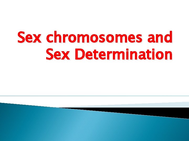 Sex chromosomes and Sex Determination 