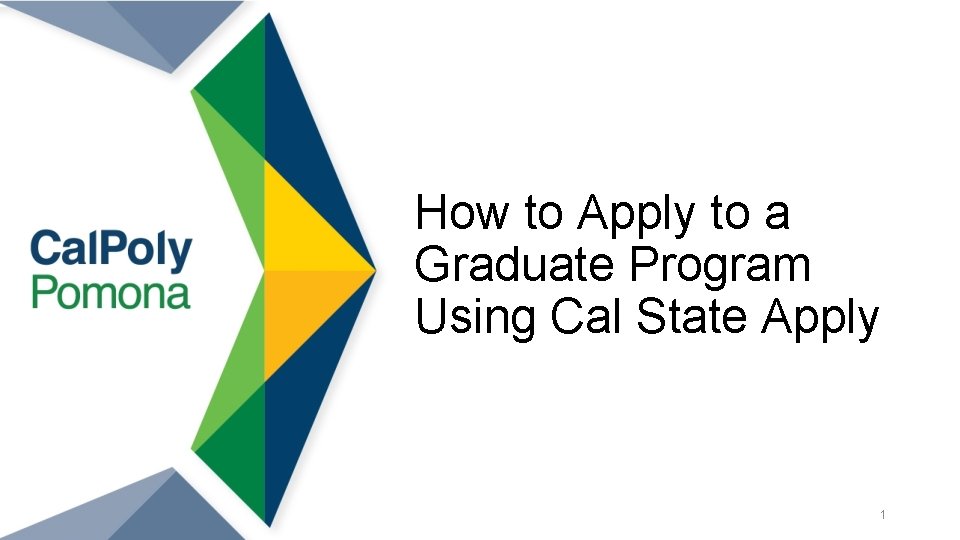 Background design is of Cal Poly Pomona logo How to Apply to a Graduate