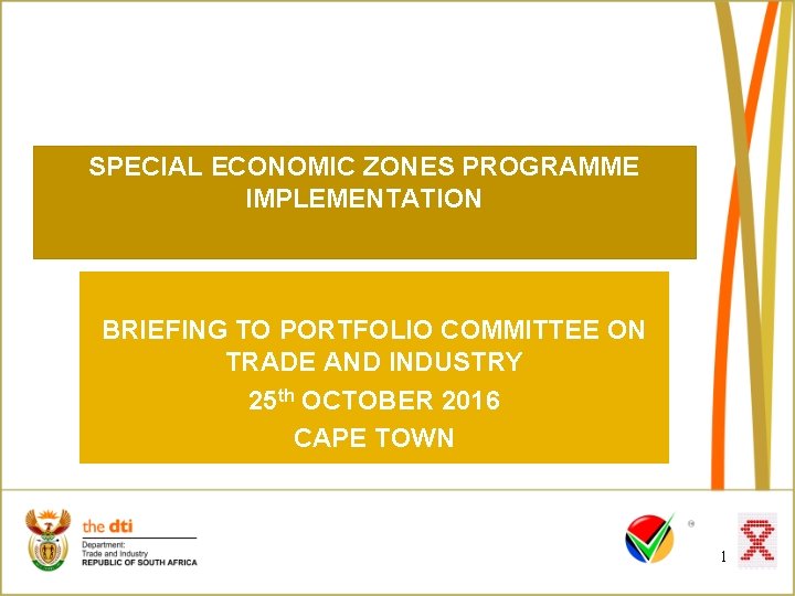 SPECIAL ECONOMIC ZONES PROGRAMME IMPLEMENTATION BRIEFING TO PORTFOLIO COMMITTEE ON TRADE AND INDUSTRY 25