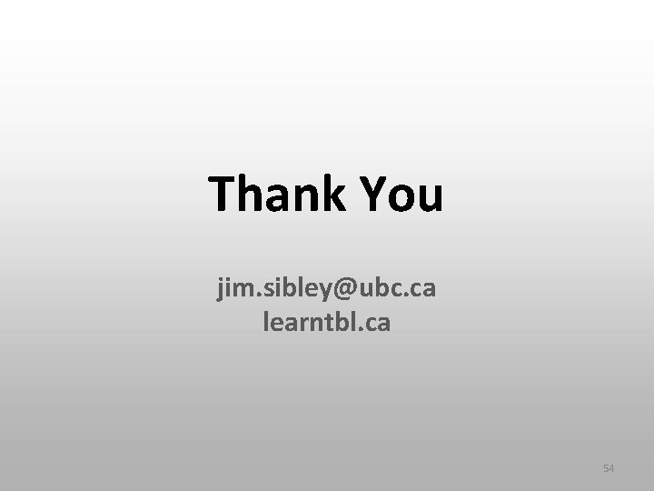 Thank You jim. sibley@ubc. ca learntbl. ca 54 