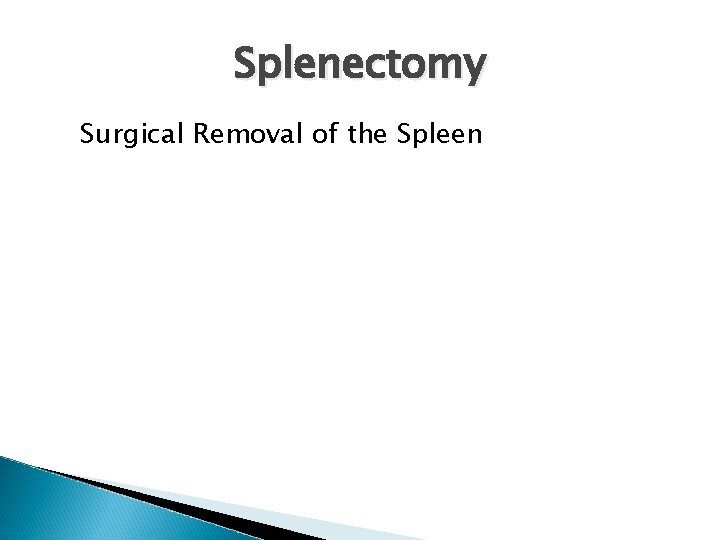 Splenectomy Surgical Removal of the Spleen 