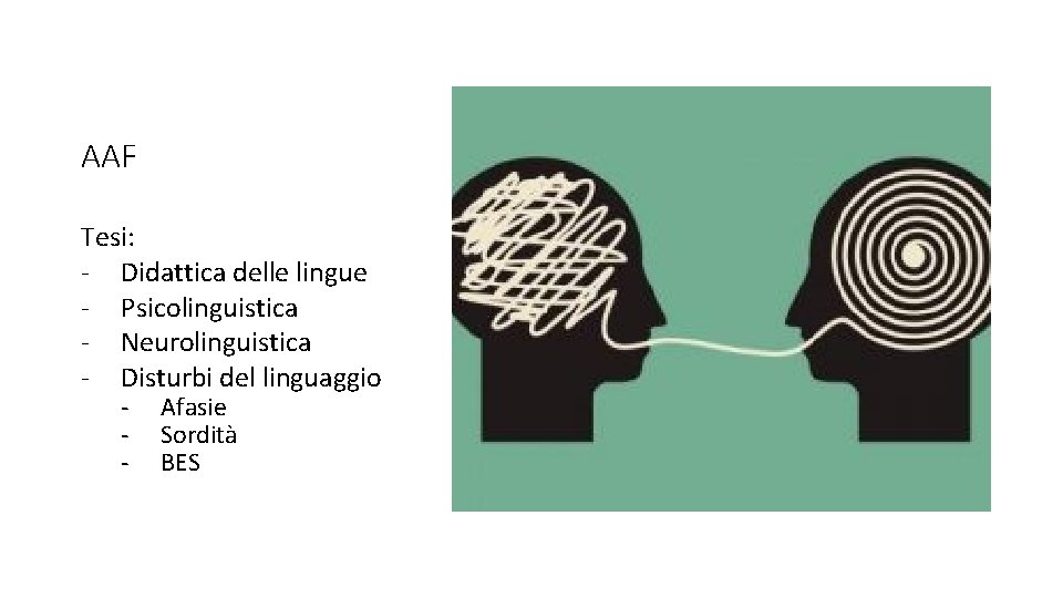 AAF Tesi: - Didattica delle lingue - Psicolinguistica - Neurolinguistica - Disturbi del linguaggio