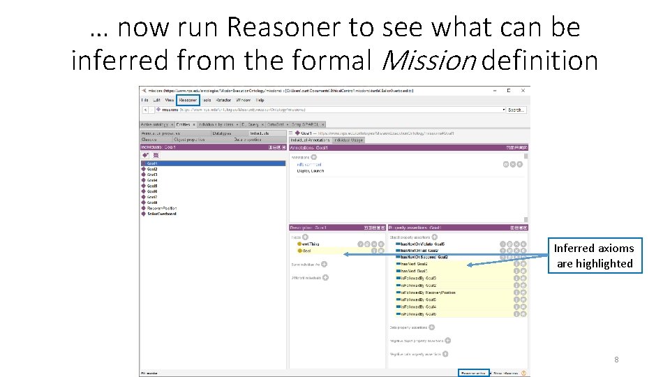 … now run Reasoner to see what can be inferred from the formal Mission