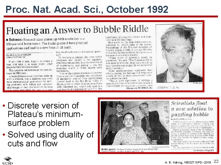 Proc. Nat. Acad. Sci. , October 1992 • Discrete version of Plateau’s minimumsurface problem