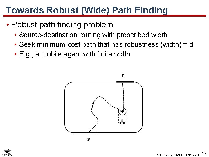 Towards Robust (Wide) Path Finding • Robust path finding problem • Source-destination routing with