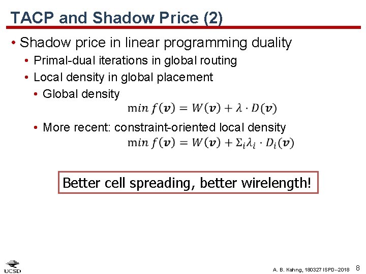 TACP and Shadow Price (2) • Shadow price in linear programming duality • Primal-dual
