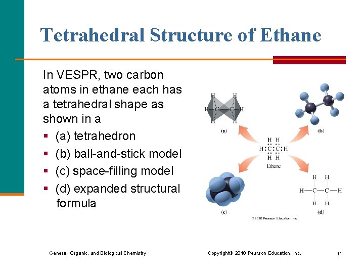 Tetrahedral Structure of Ethane In VESPR, two carbon atoms in ethane each has a