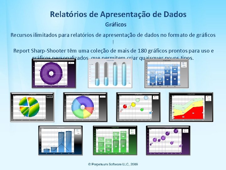 Relatórios de Apresentação de Dados Gráficos Recursos ilimitados para relatórios de apresentação de dados