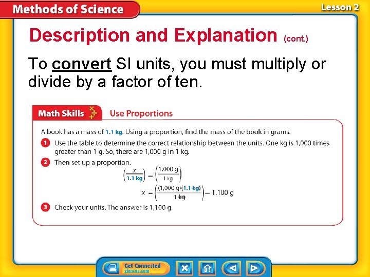 Description and Explanation (cont. ) To convert SI units, you must multiply or divide Description and Explanation (cont. ) To convert SI units, you must multiply or divide
