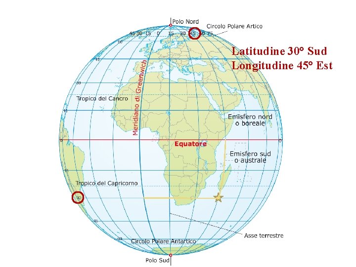 Latitudine 30° Sud Longitudine 45° Est 