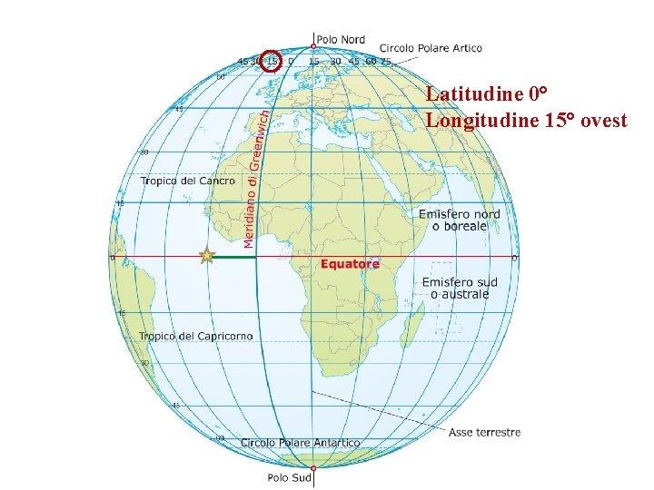 Latitudine 0° Longitudine 15° ovest 