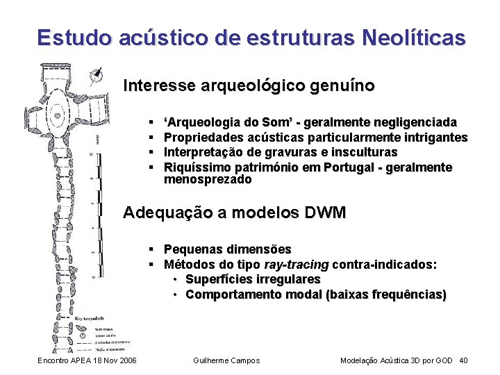 Estudo acústico de estruturas Neolíticas Interesse arqueológico genuíno § § ‘Arqueologia do Som’ -