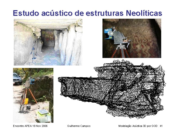 Estudo acústico de estruturas Neolíticas Encontro APEA 18 Nov 2006 Guilherme Campos Modelação Acústica