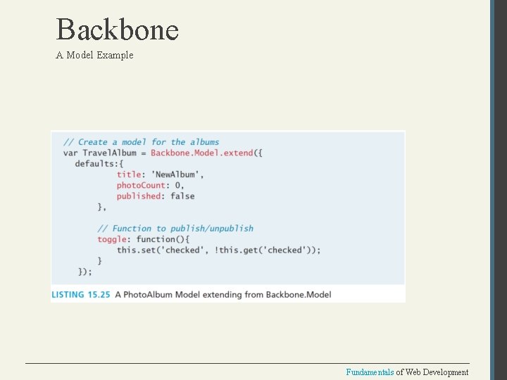 Backbone A Model Example Fundamentals of Web Development 