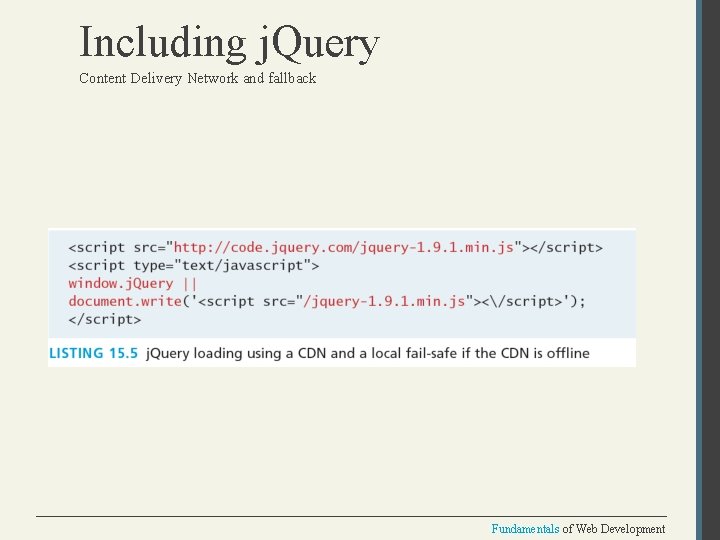 Including j. Query Content Delivery Network and fallback Fundamentals of Web Development 