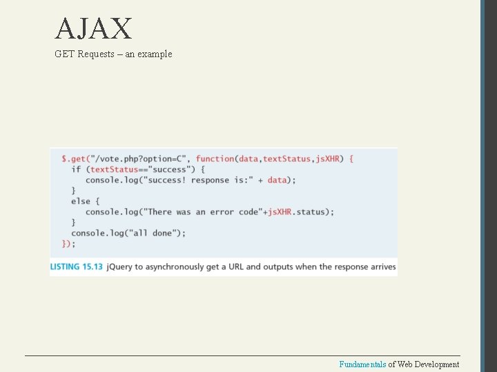 AJAX GET Requests – an example Fundamentals of Web Development 