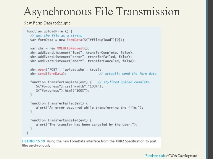 Asynchronous File Transmission New Form Data technique Fundamentals of Web Development 