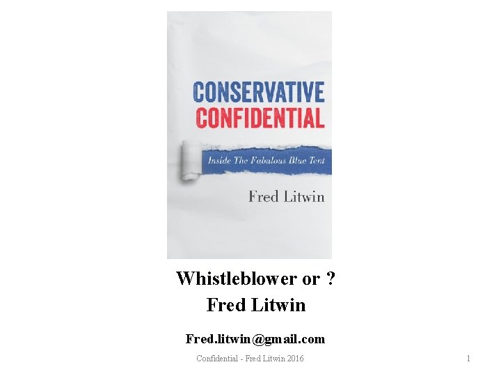 Whistleblower or ? Fred Litwin Fred. litwin@gmail. com Confidential - Fred Litwin 2016 1