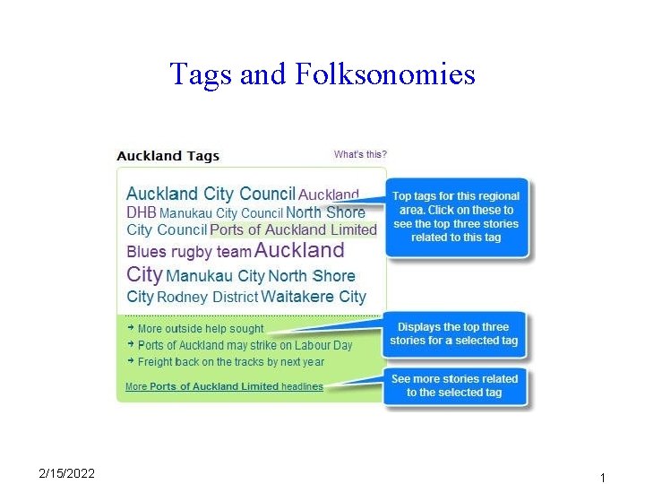 Tags and Folksonomies 2/15/2022 1 