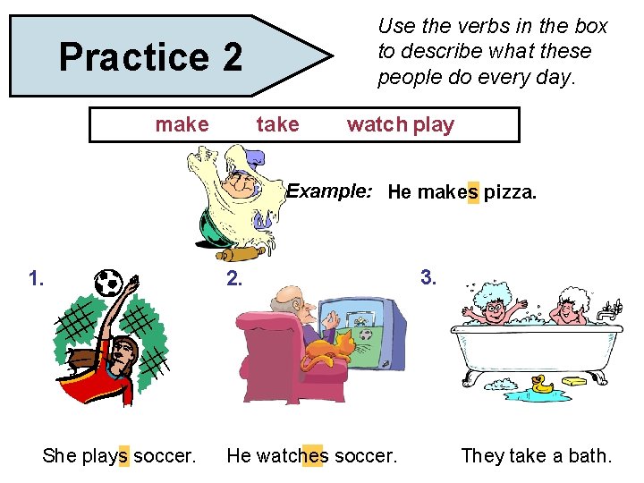 Use the verbs in the box to describe what these people do every day.
