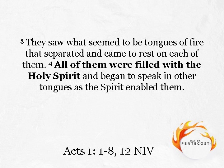 3 They saw what seemed to be tongues of fire that separated and came