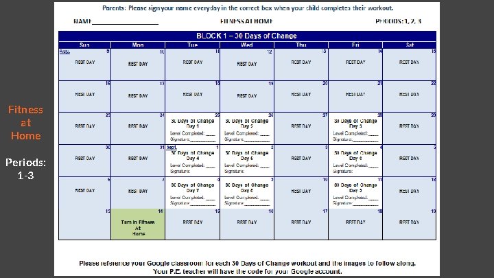 Fitness at Home Periods: 1 -3 