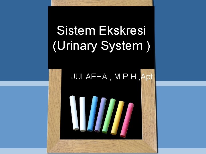 Sistem Ekskresi (Urinary System ) JULAEHA. , M. P. H. , Apt 
