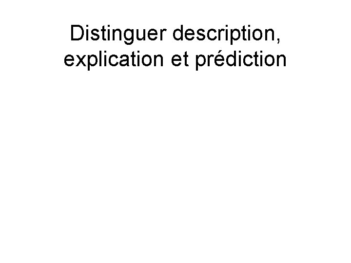 Distinguer description, explication et prédiction 