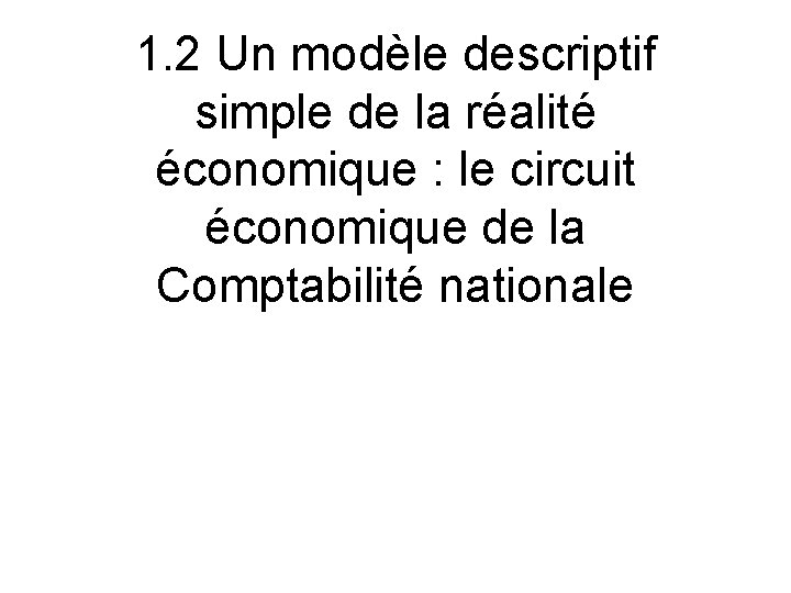 1. 2 Un modèle descriptif simple de la réalité économique : le circuit économique