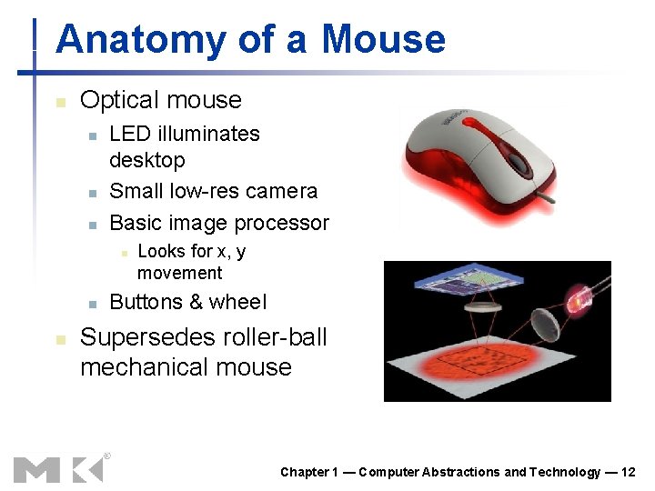 Anatomy of a Mouse n Optical mouse n n n LED illuminates desktop Small