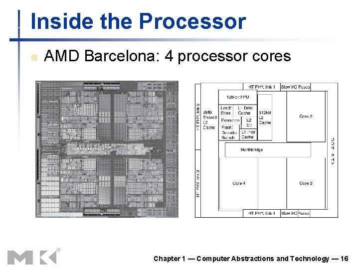 Inside the Processor n AMD Barcelona: 4 processor cores Chapter 1 — Computer Abstractions