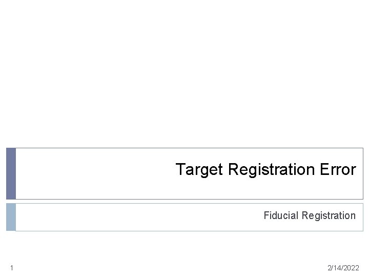 Target Registration Error Fiducial Registration 1 2/14/2022 