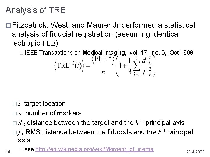 Analysis of TRE � Fitzpatrick, West, and Maurer Jr performed a statistical analysis of