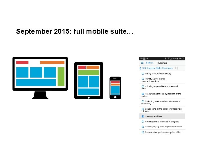 September 2015: full mobile suite… 