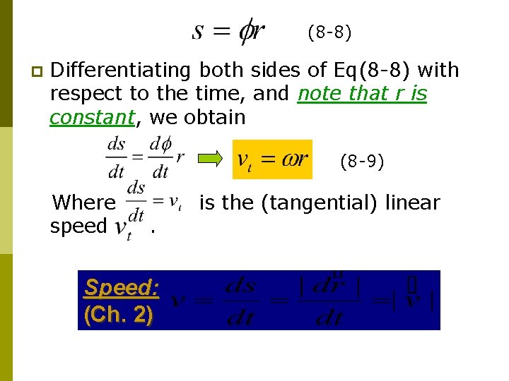 (8 -8) p Differentiating both sides of Eq(8 -8) with respect to the time,