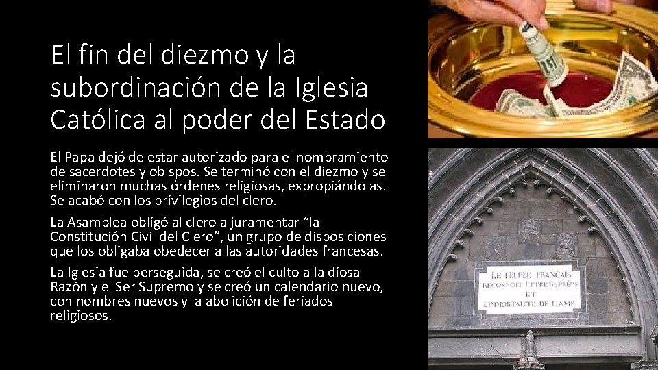 El fin del diezmo y la subordinación de la Iglesia Católica al poder del