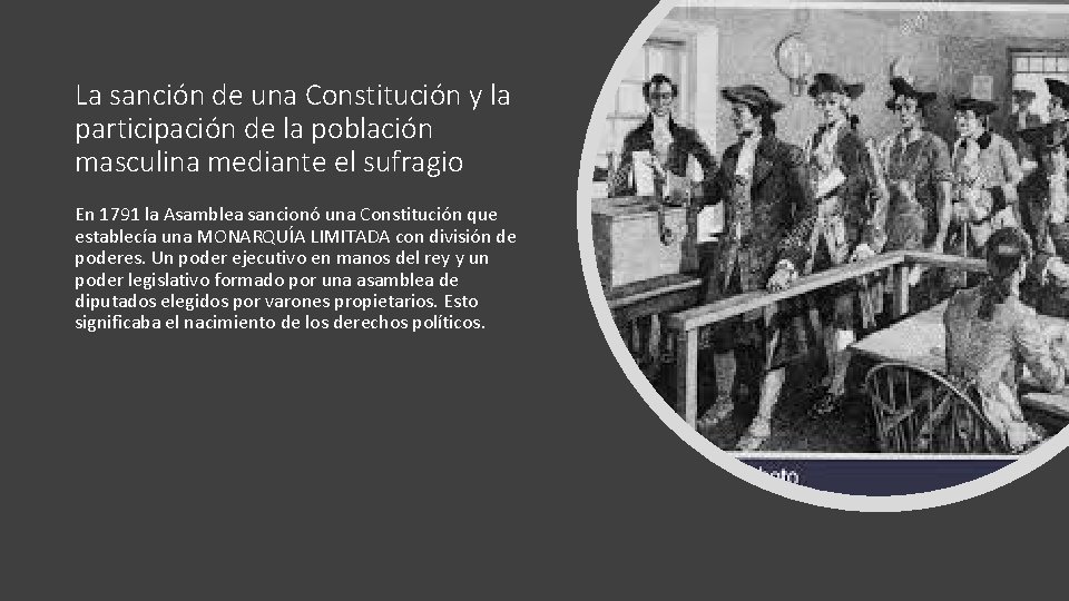 La sanción de una Constitución y la participación de la población masculina mediante el