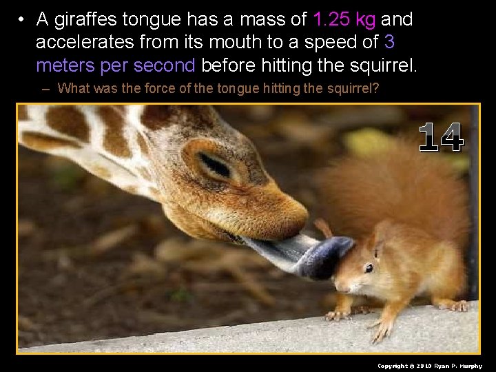  • A giraffes tongue has a mass of 1. 25 kg and accelerates