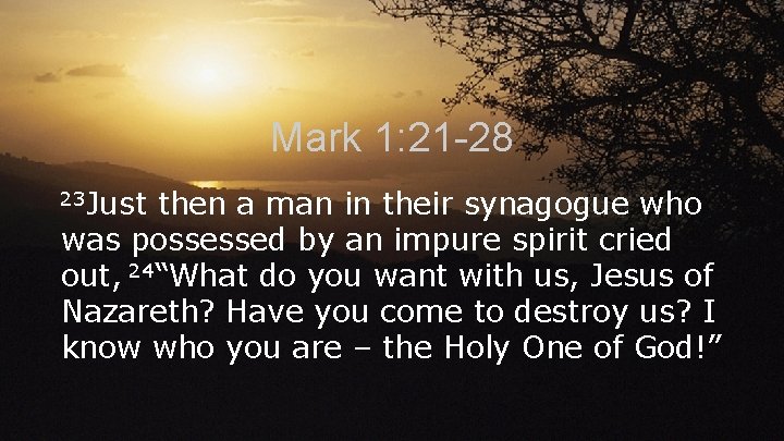 Mark 1: 21 -28 23 Just then a man in their synagogue who was