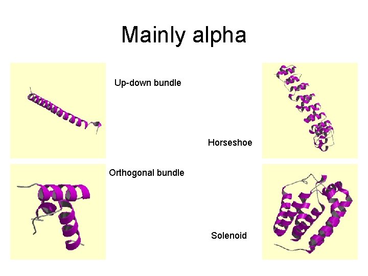 Mainly alpha Up-down bundle Horseshoe Orthogonal bundle Solenoid 