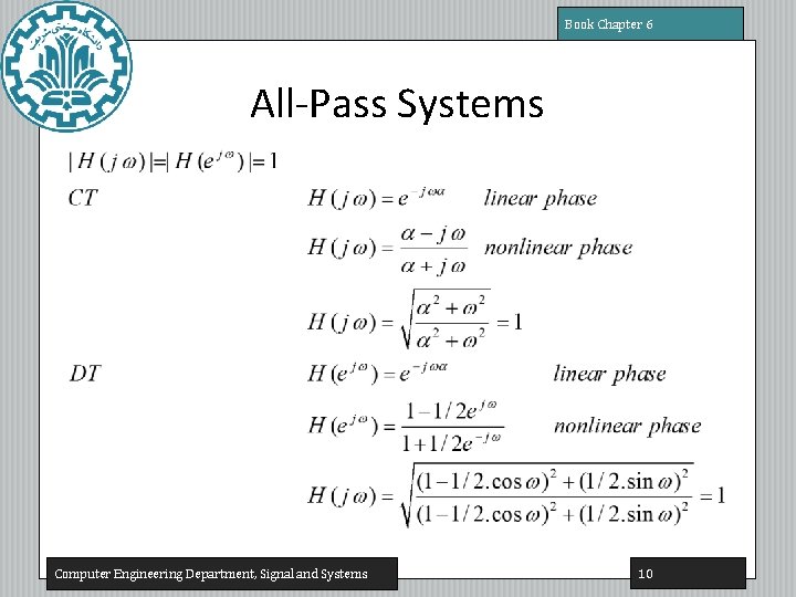 Signal and Systems Prof H Sameti Chapter 6