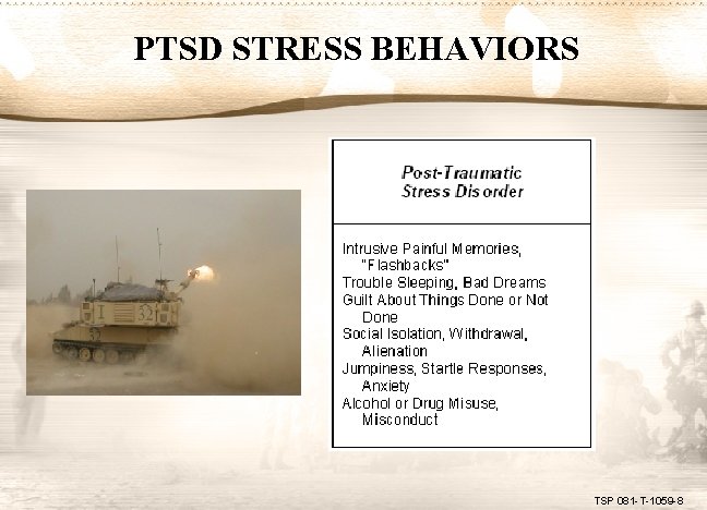PTSD STRESS BEHAVIORS TSP 081 -T-1059 -8 