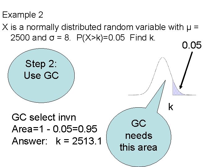 Example 2 X is a normally distributed random variable with µ = 2500 and