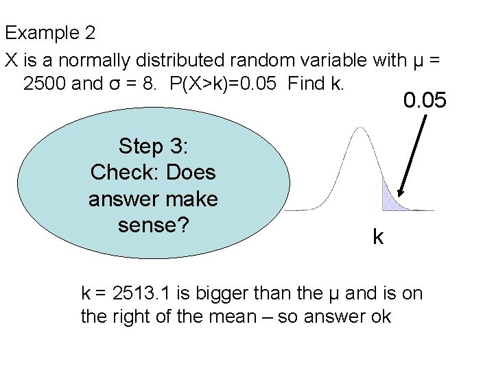 Example 2 X is a normally distributed random variable with µ = 2500 and