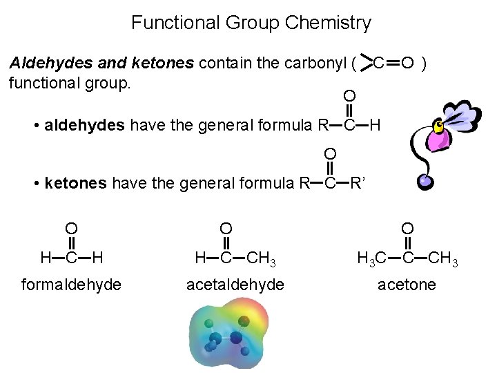 Functional Group Chemistry O Aldehydes and ketones contain the carbonyl ( C functional group.