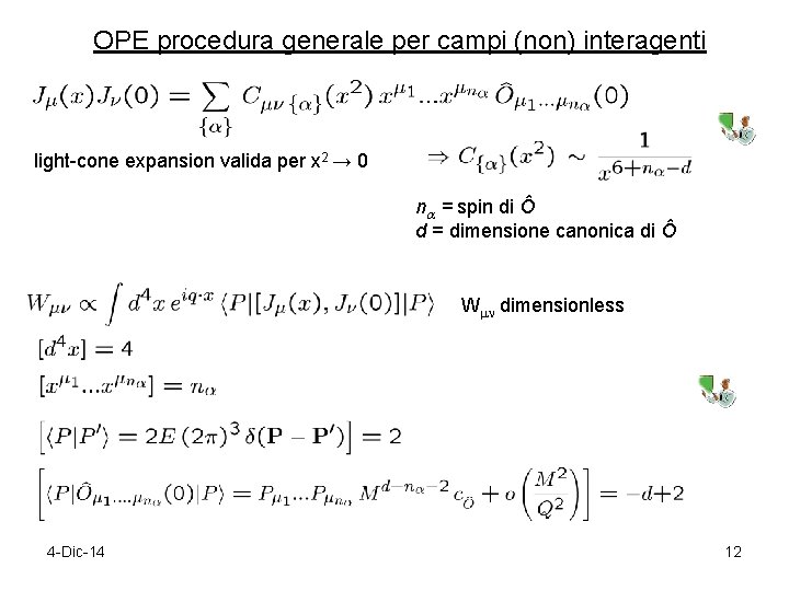 OPE procedura generale per campi (non) interagenti light-cone expansion valida per x 2 →